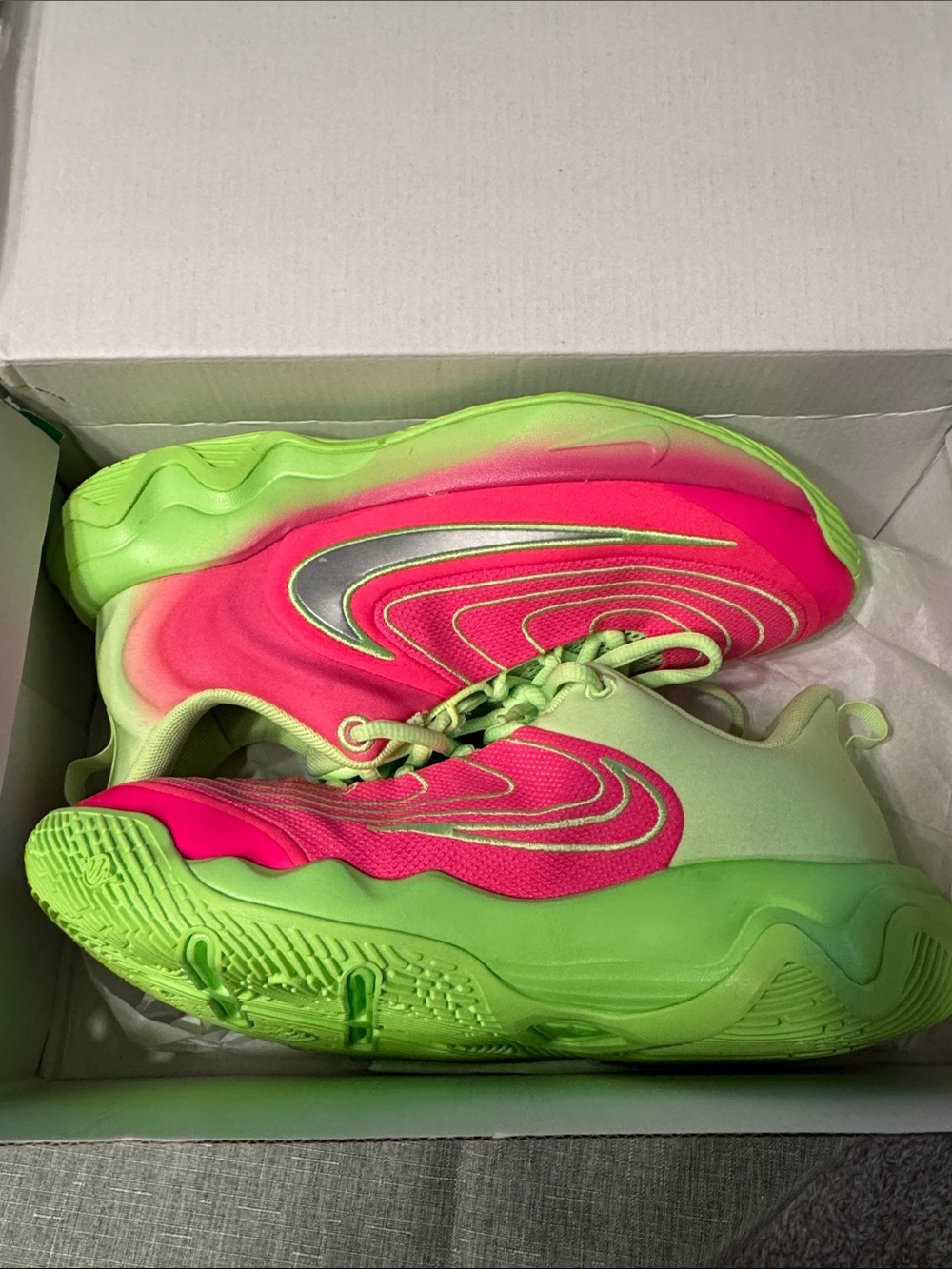 Giannis Immortality Neon Pink and Lime Green Athletic Sneakers Size 6.5
